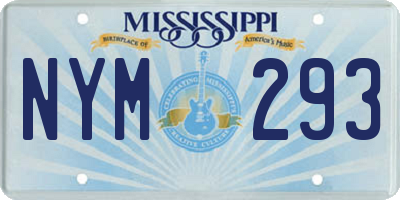 MS license plate NYM293
