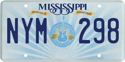 MS license plate NYM298