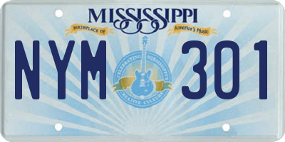 MS license plate NYM301