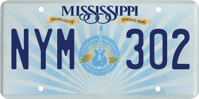 MS license plate NYM302