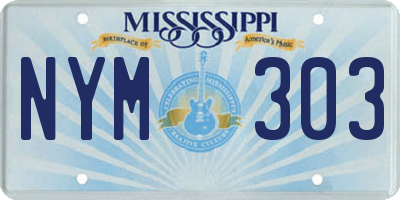MS license plate NYM303