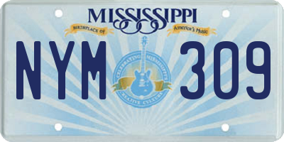 MS license plate NYM309