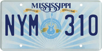 MS license plate NYM310