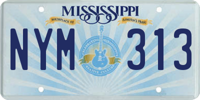 MS license plate NYM313