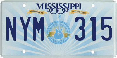 MS license plate NYM315