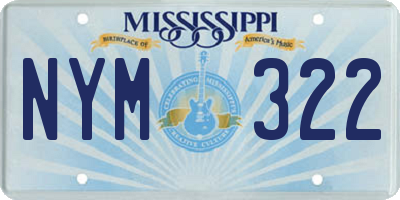 MS license plate NYM322