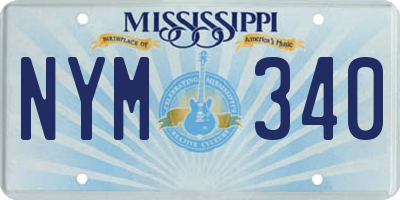 MS license plate NYM340