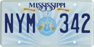MS license plate NYM342