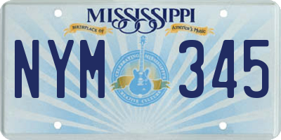 MS license plate NYM345
