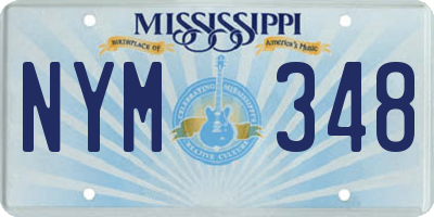 MS license plate NYM348