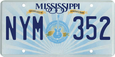MS license plate NYM352