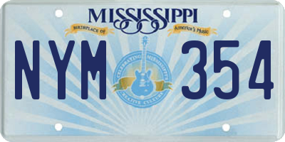 MS license plate NYM354