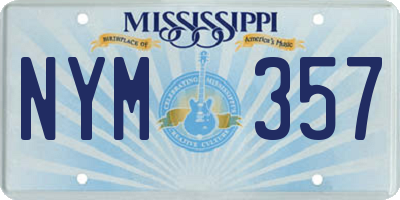MS license plate NYM357