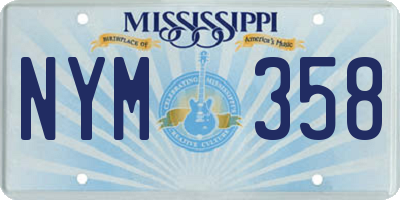 MS license plate NYM358