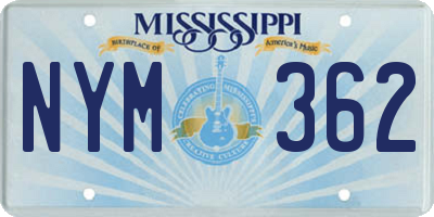 MS license plate NYM362