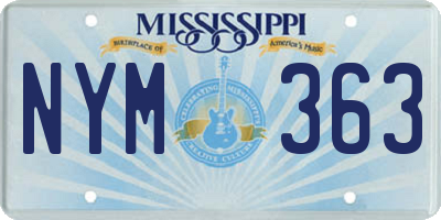 MS license plate NYM363