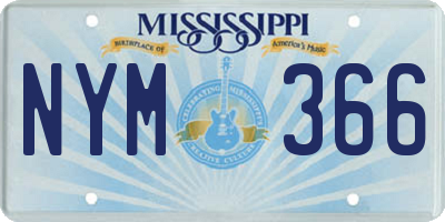 MS license plate NYM366