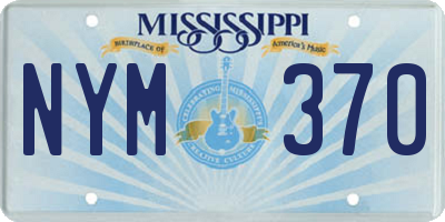 MS license plate NYM370
