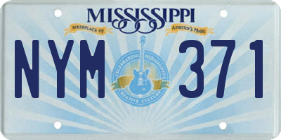 MS license plate NYM371
