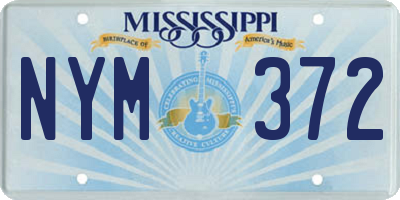 MS license plate NYM372
