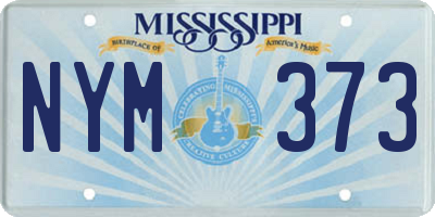 MS license plate NYM373