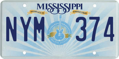 MS license plate NYM374
