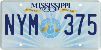 MS license plate NYM375