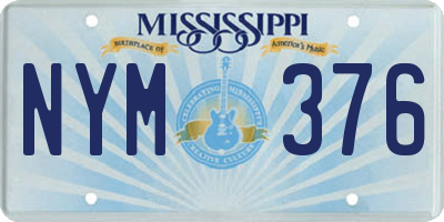 MS license plate NYM376