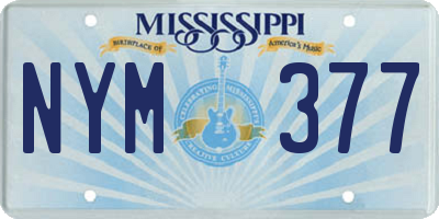 MS license plate NYM377