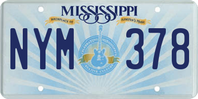 MS license plate NYM378