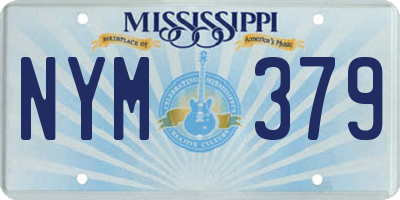 MS license plate NYM379