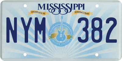 MS license plate NYM382