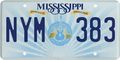 MS license plate NYM383