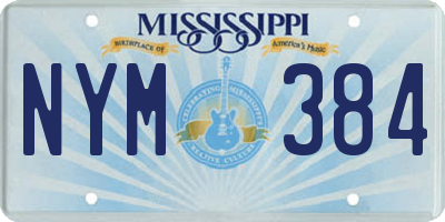 MS license plate NYM384
