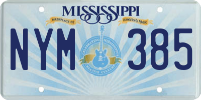 MS license plate NYM385