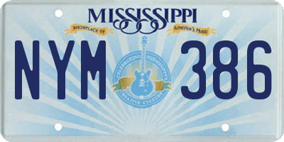 MS license plate NYM386