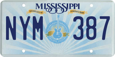 MS license plate NYM387