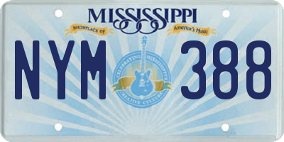 MS license plate NYM388
