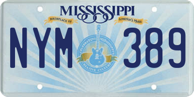 MS license plate NYM389