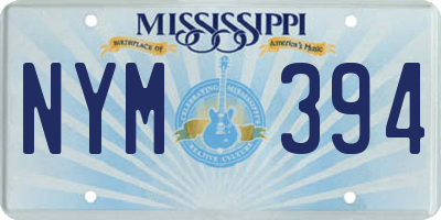MS license plate NYM394