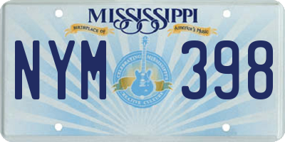 MS license plate NYM398