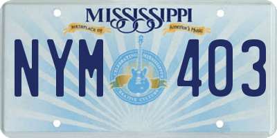 MS license plate NYM403