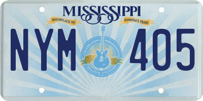 MS license plate NYM405