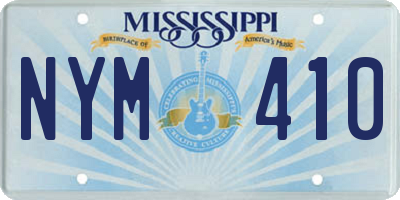 MS license plate NYM410