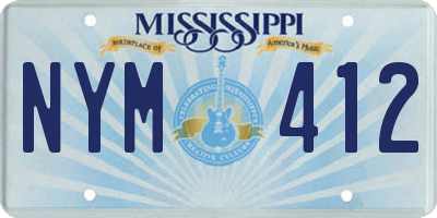 MS license plate NYM412
