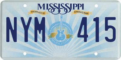MS license plate NYM415