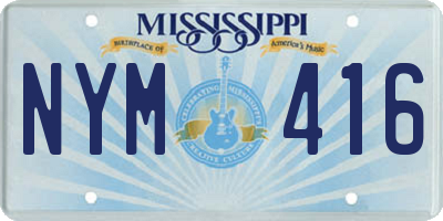 MS license plate NYM416