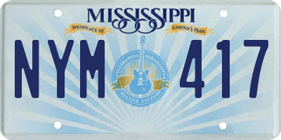 MS license plate NYM417