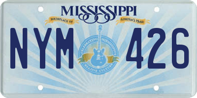 MS license plate NYM426