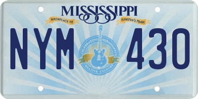 MS license plate NYM430